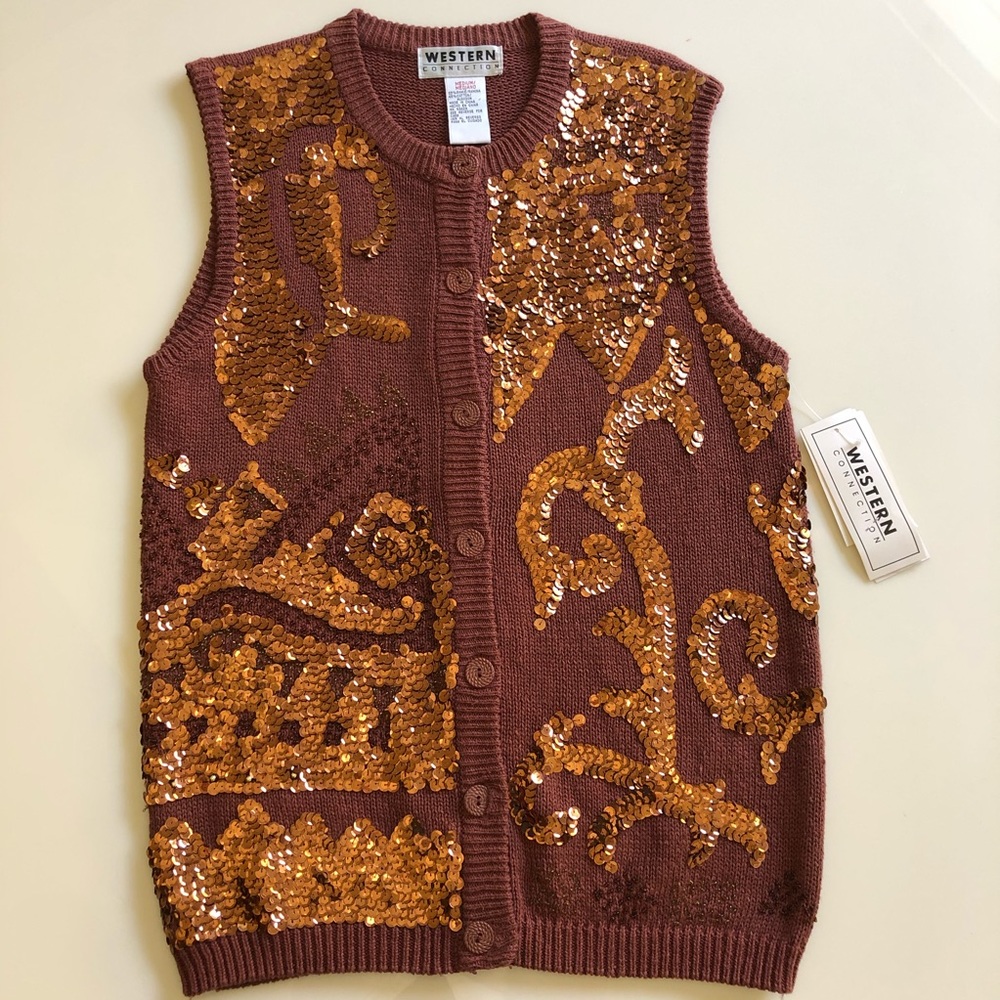 NWT WESTERN CONNECTION Vintage Sequin Vest Size M